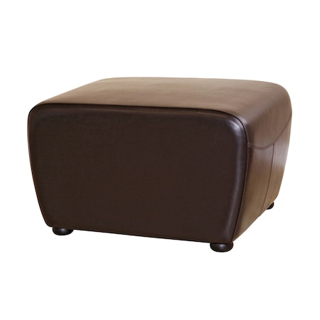 Baxton Studio Dark Brown Full Leather Ottoman With Rounded Sides A-1777